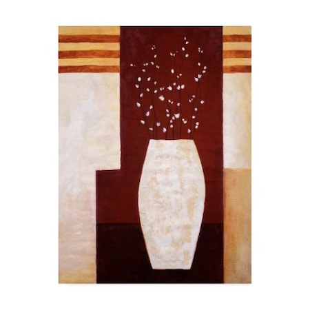Pablo Esteban 'Thick White Vase And Flowers' Canvas Art,35x47